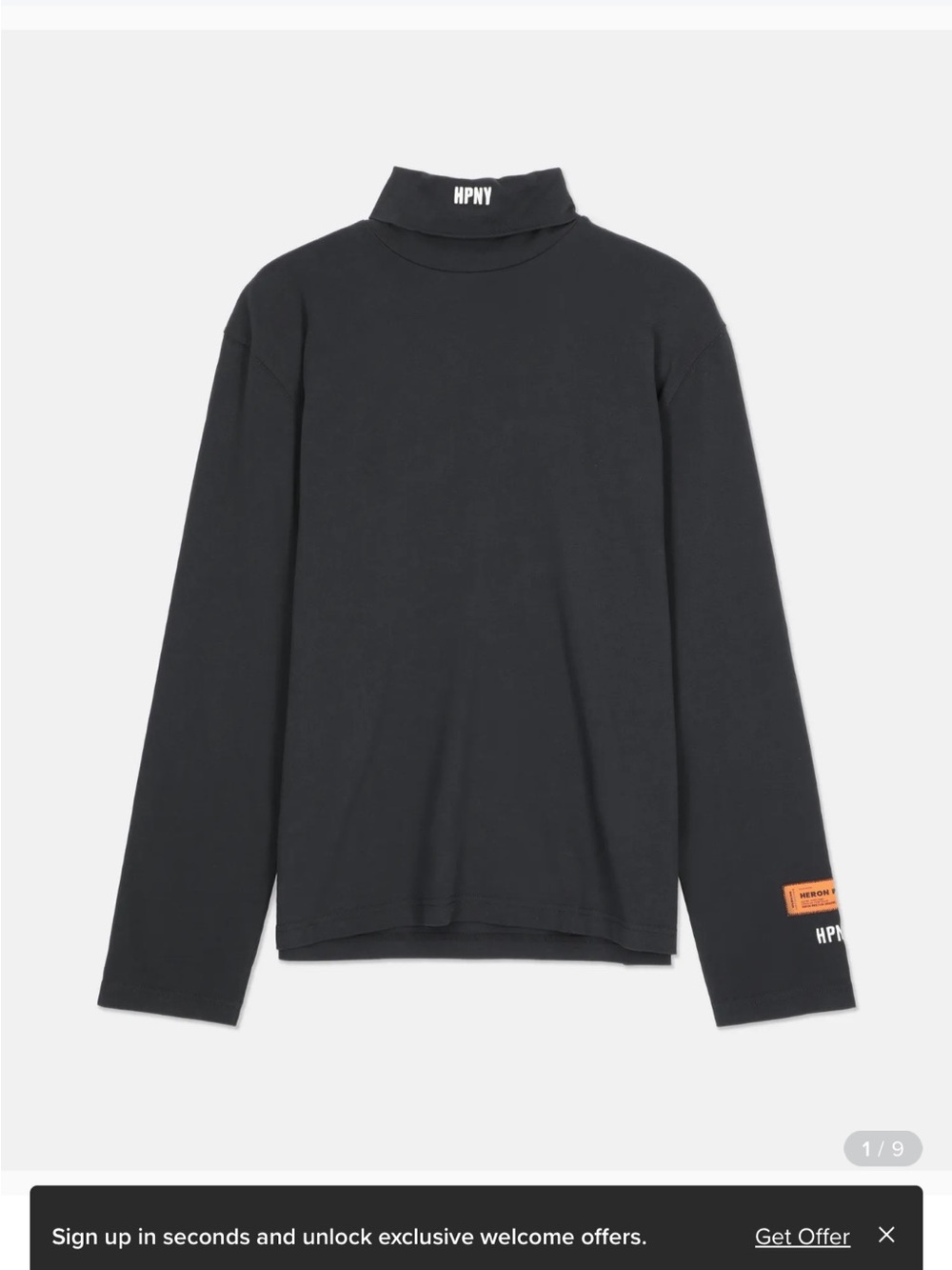 Heron Preston Black Long-Sleeve Turtleneck with Orange Accent